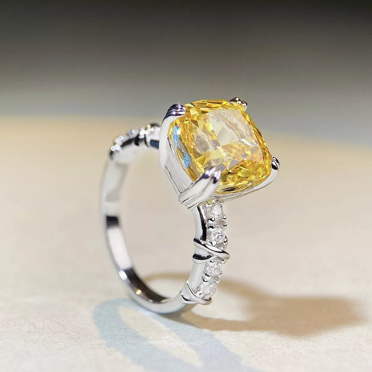 Sterling Silver Zircon Geometric Ring - alternate ring view