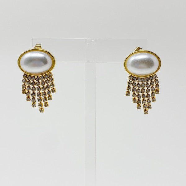 Pearl Crystal Button Earring