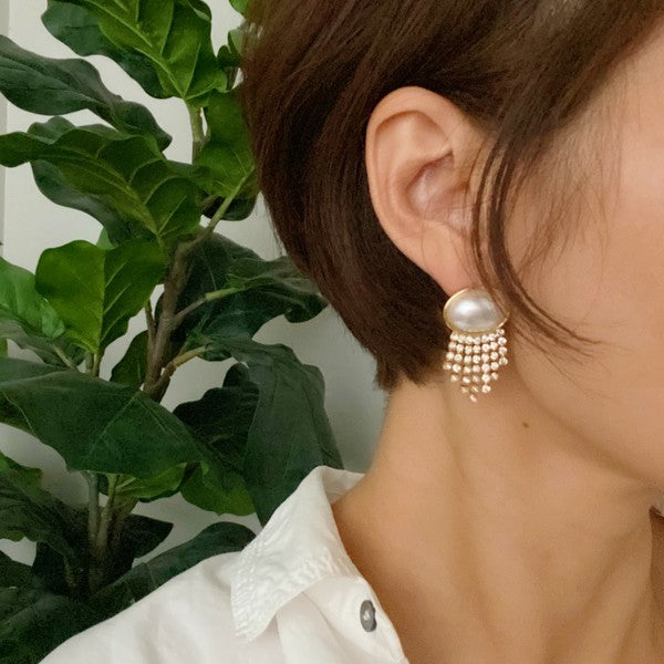 Pearl Crystal Button Earring