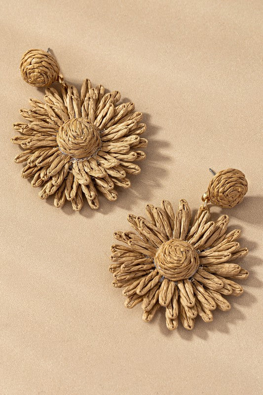 Floral Raffia Drop Earrings