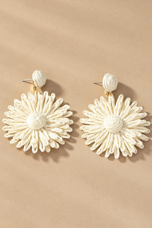 Floral Raffia Drop Earrings