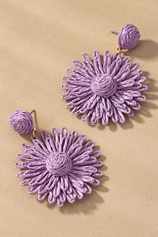 Floral Raffia Drop Earrings