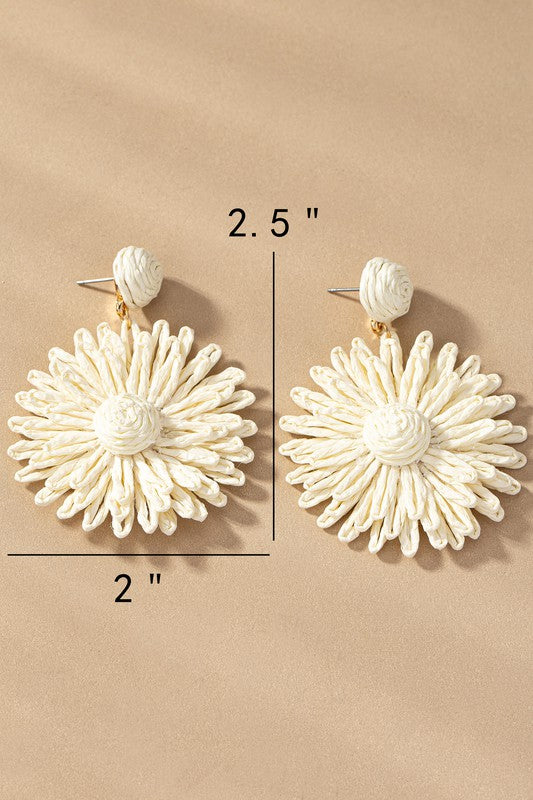 Floral Raffia Drop Earrings