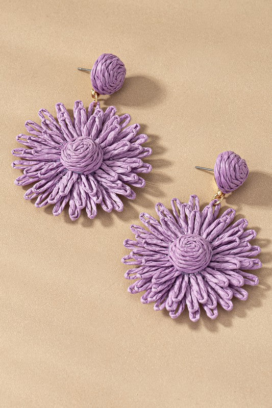 Floral Raffia Drop Earrings