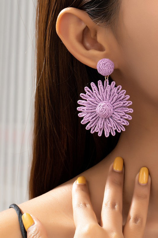 Floral Raffia Drop Earrings