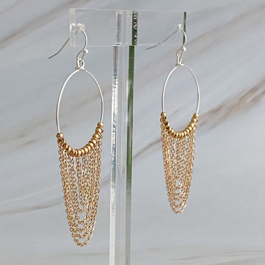 Chain Drape Drop Hoop Earrings