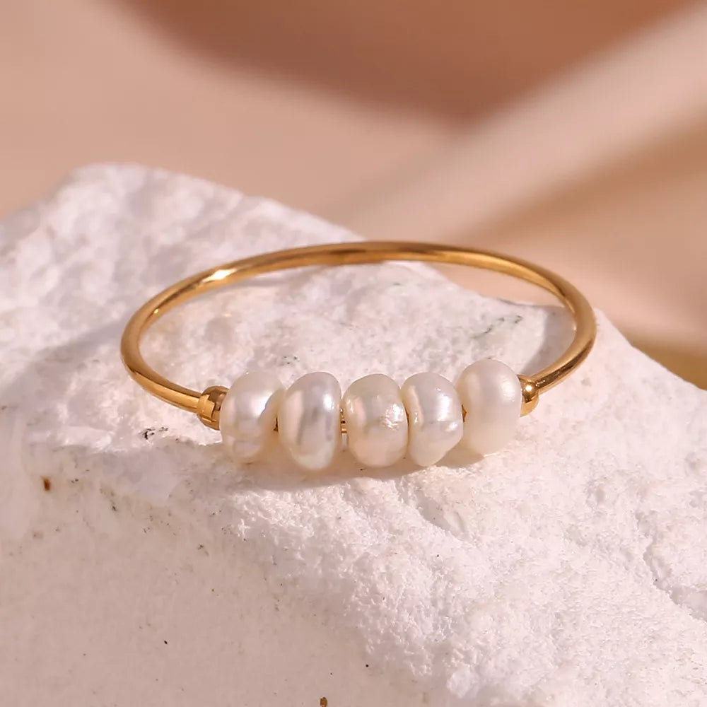 18K Gold-Plated Baroque Pearl Ring - alternate ring view