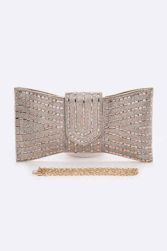 Rhinestone Bowtie Clutch Handbag