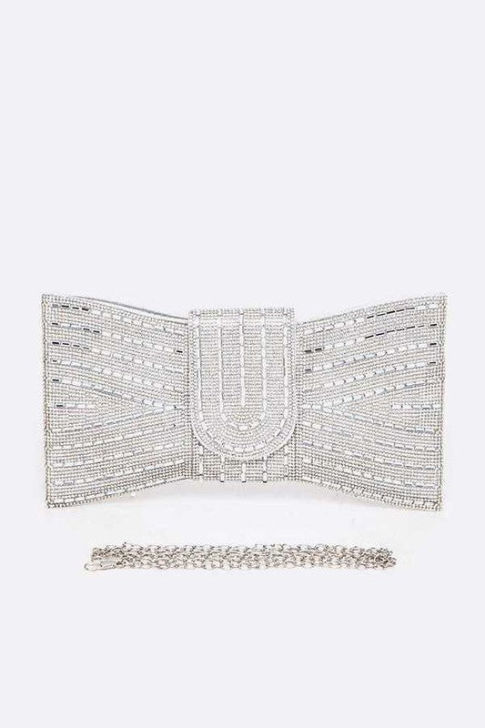 Rhinestone Bowtie Clutch Handbag