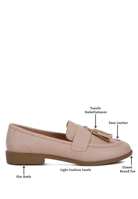 Faux Leather Tassel Loafers