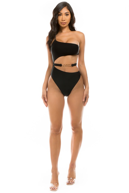 One Shoulder Cutout One Piece