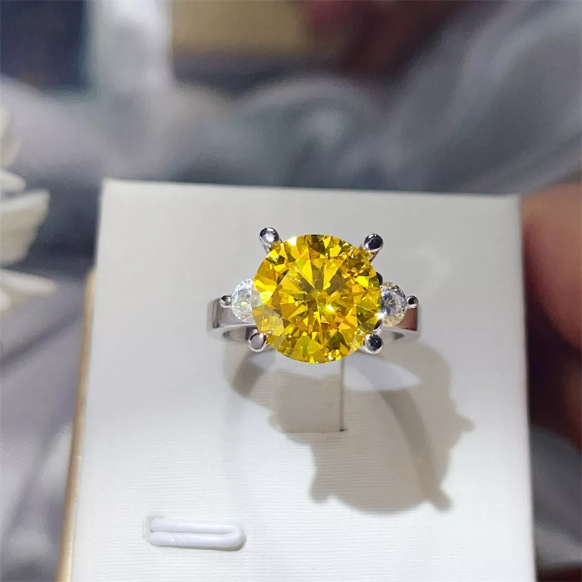 5 Carat Moissanite Sterling Silver Ring in Gold - women's ring