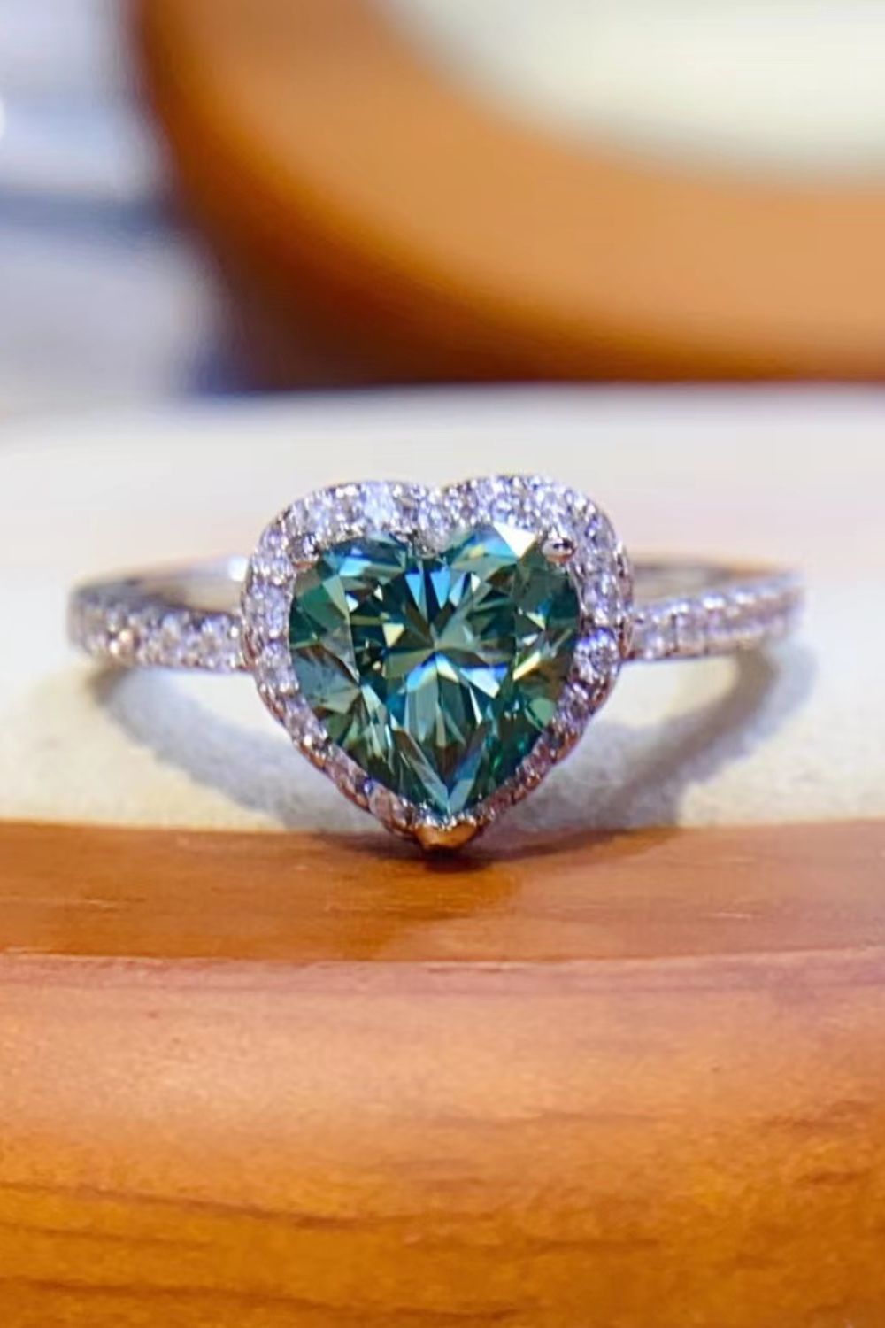 1-Carat Moissanite Heart Ring in Green - women's ring