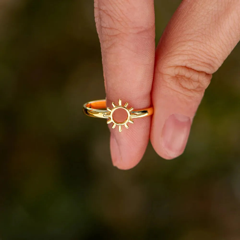 Sun Shape 18K Gold-Plated Ring in Gold - women's ring