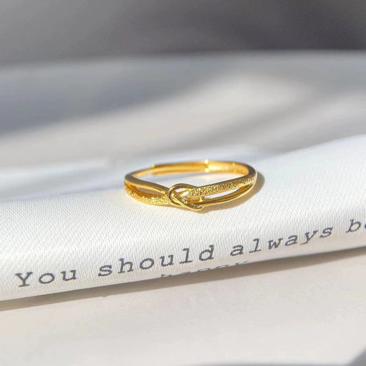Sterling Silver Knotted Ring in Gold - women's ring