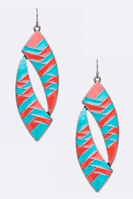 Mosaic Enamel Dangle Earrings