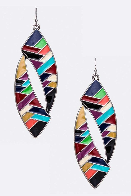 Mosaic Enamel Dangle Earrings