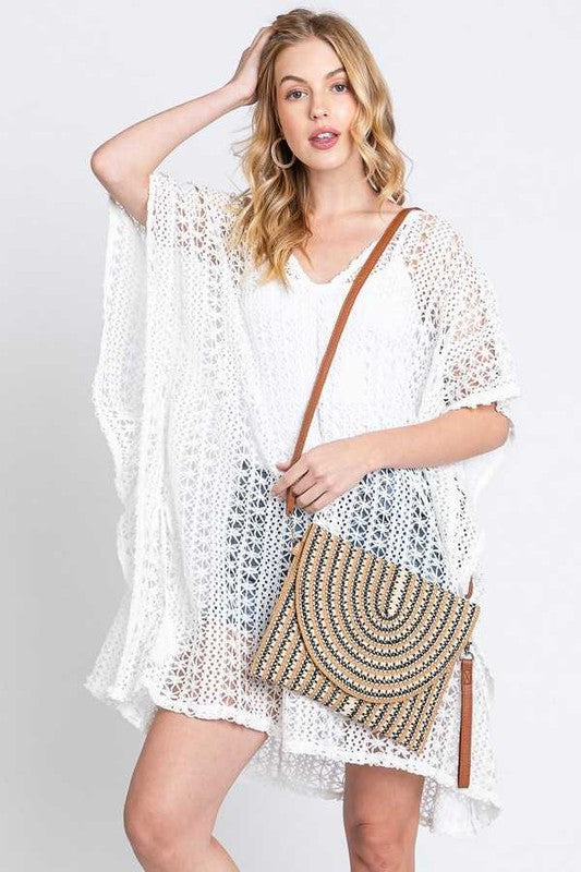 Stripe Straw Convertible Bag