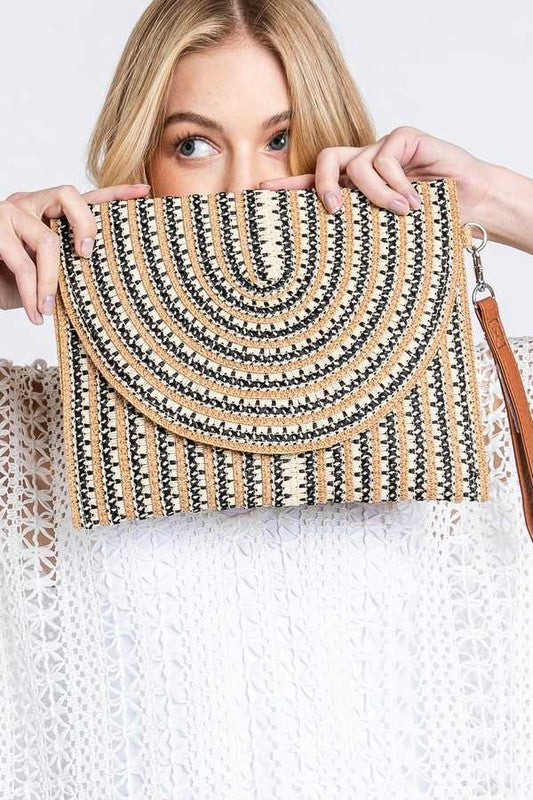 Stripe Straw Convertible Bag