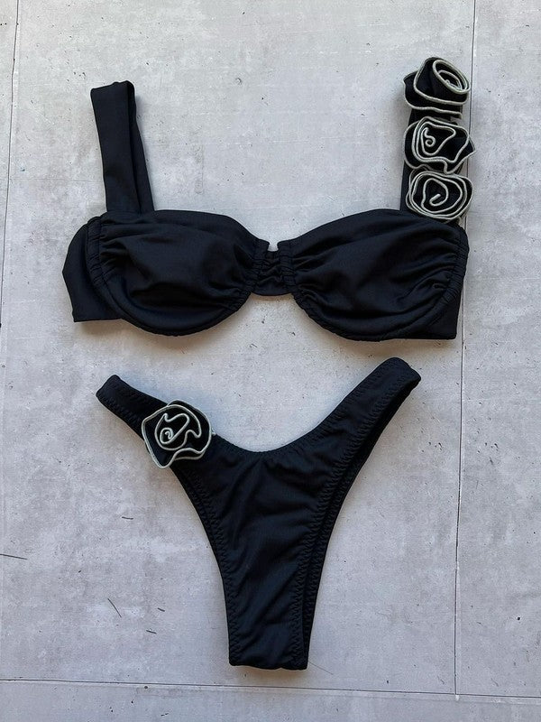 Floral-Detail Bikini Set