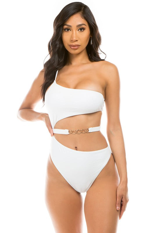 One Shoulder Cutout One Piece