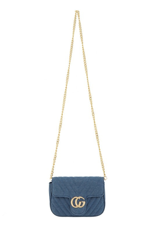 Denim Quilted Crossbody Bag