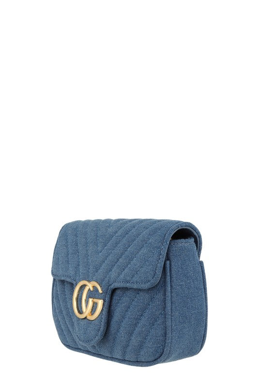 Denim Quilted Crossbody Bag