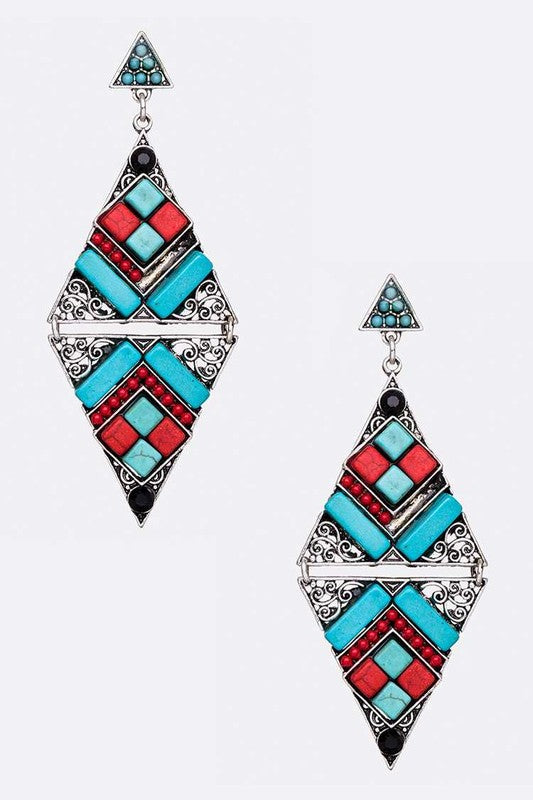 Pave Stone Dangle Earrings