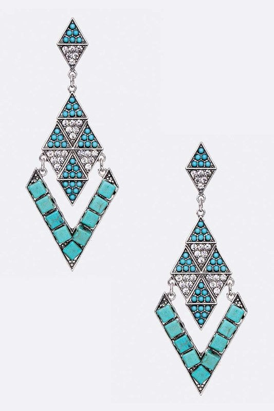 Multi-Tier Stone Pave Earrings