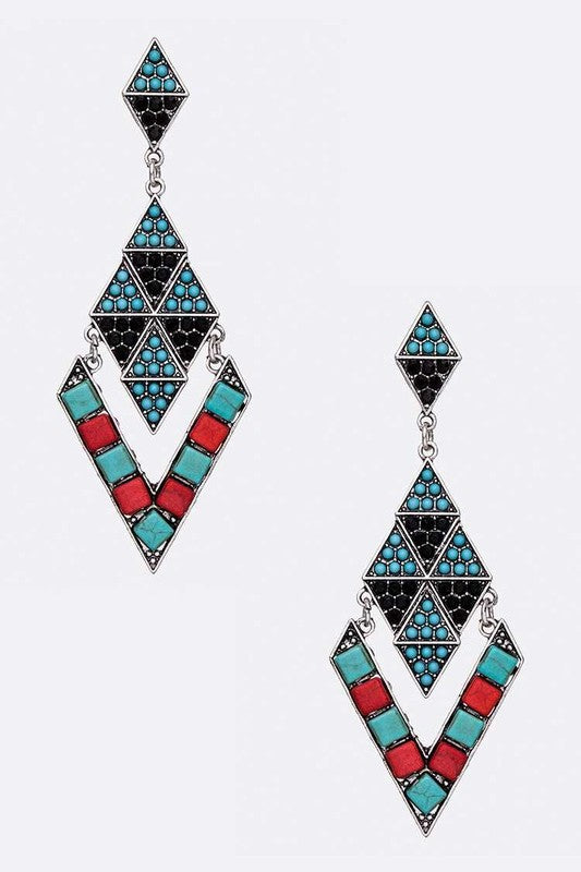 Multi-Tier Stone Pave Earrings