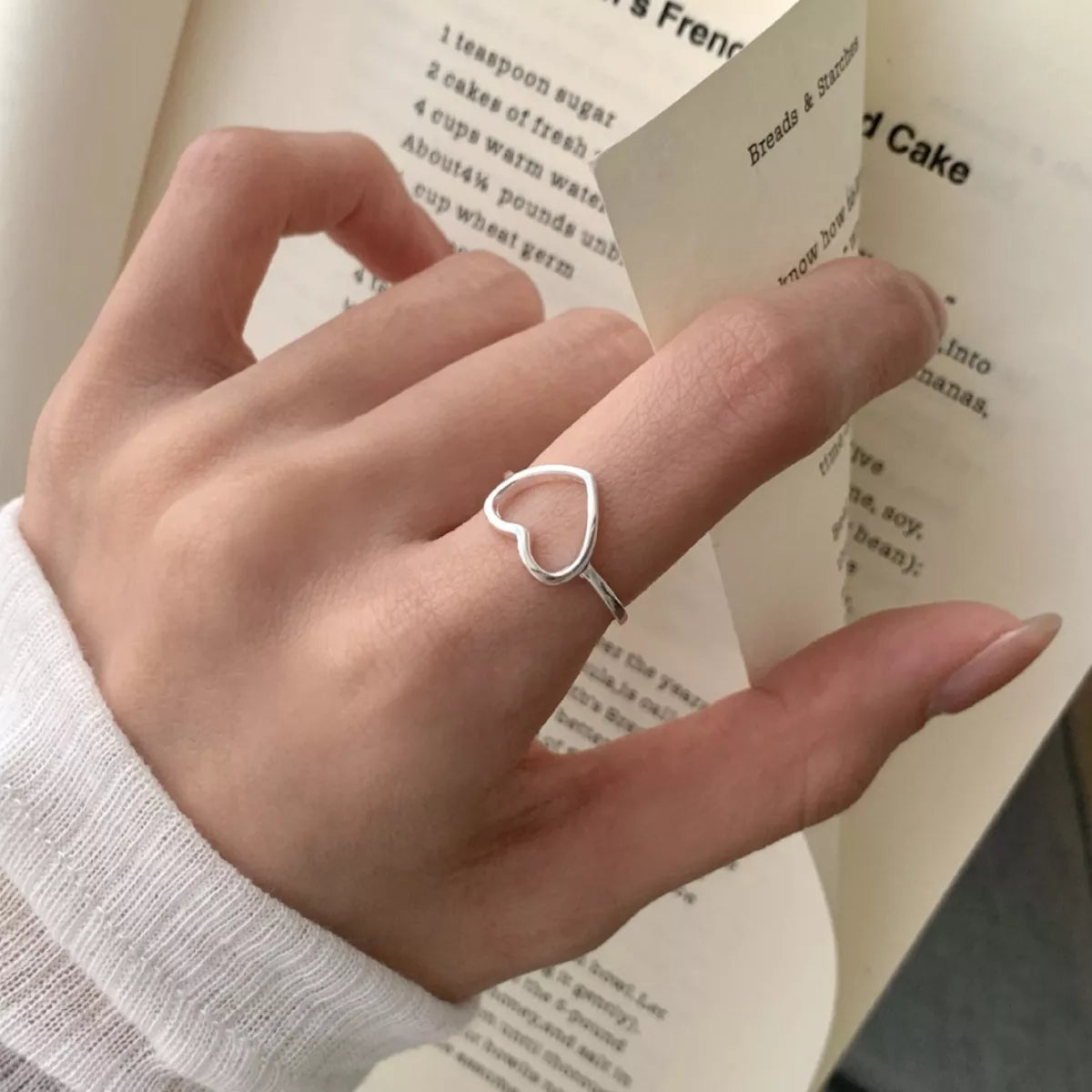 Sterling Silver Heart Open Ring in Silver - women's open ring