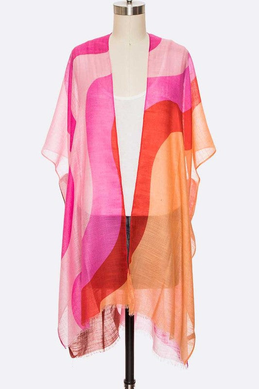 Swirl Print Kimono Cover-Up