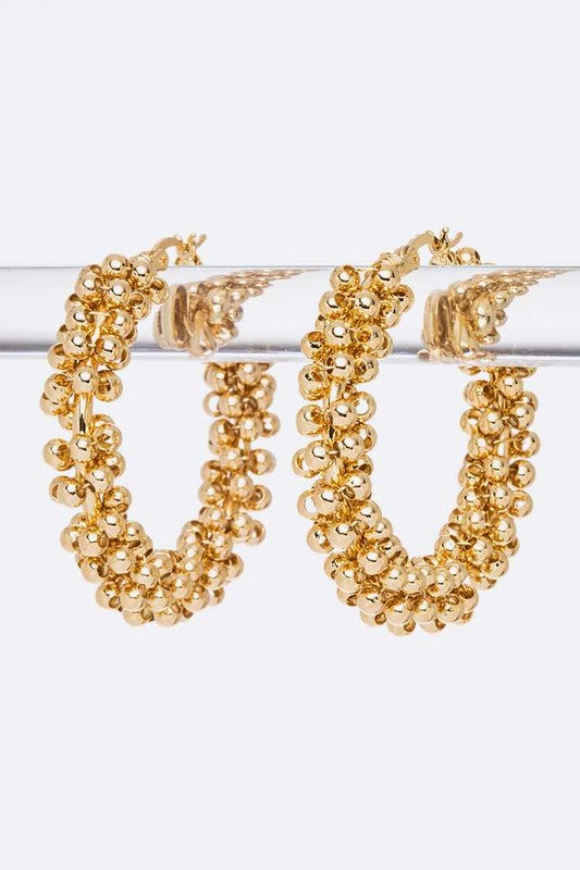 Beaded Cluster Hoop Earrings