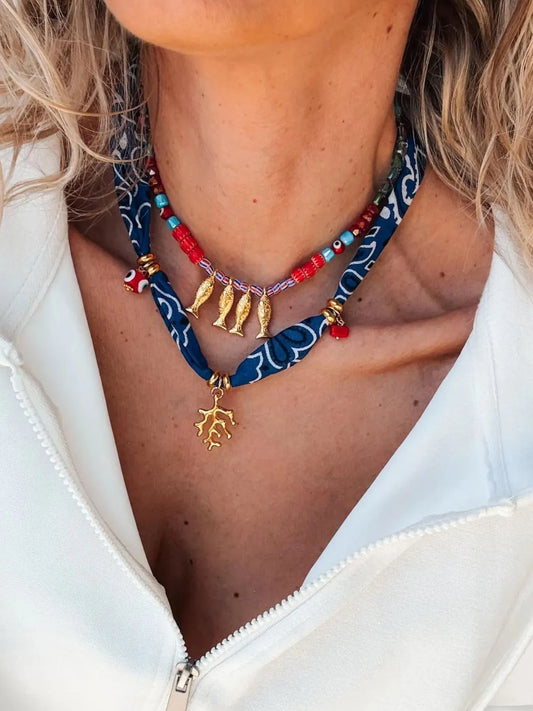 2-Piece Coral and Fish Pendant Necklace - alternate necklace view