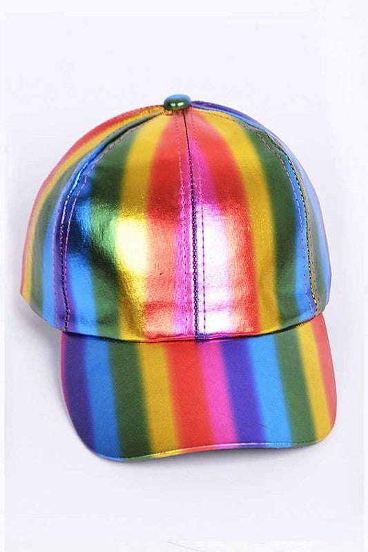 Rainbow Color PU Leather Cap