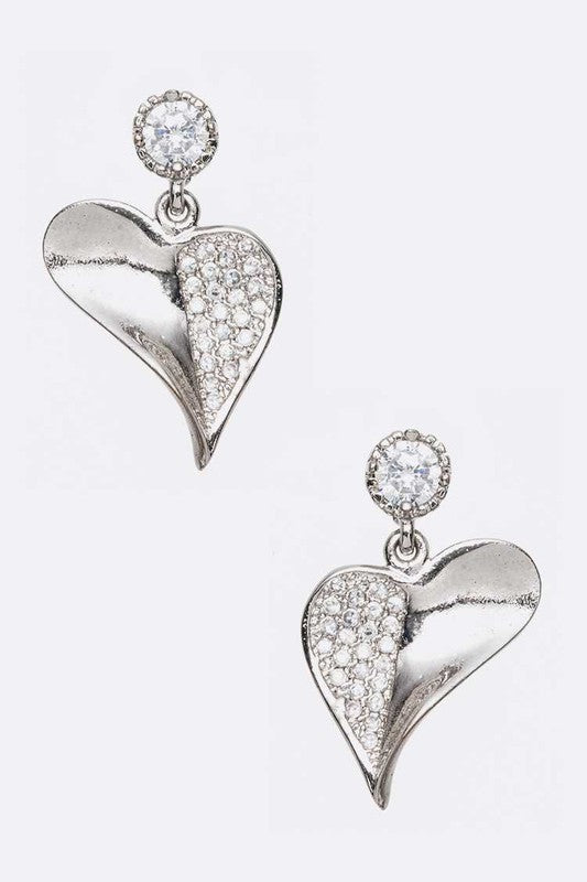 Heart Shaped CZ Earrings