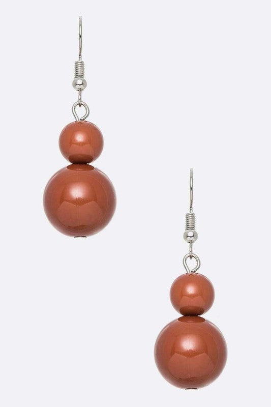 Double Ball Round Drop Earrings