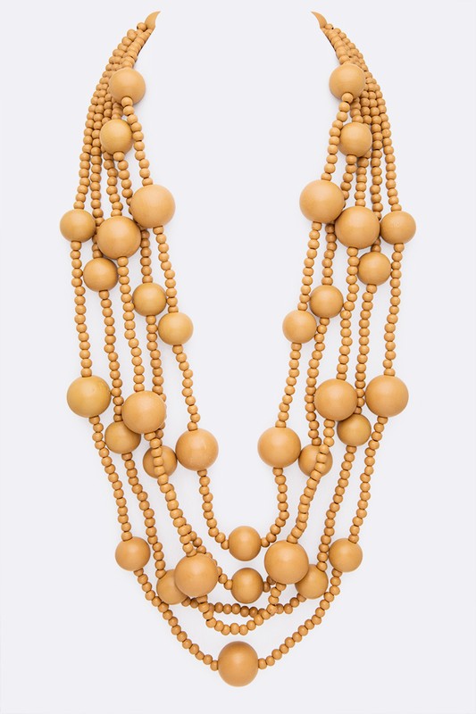 Layered Wooden Beads Necklace