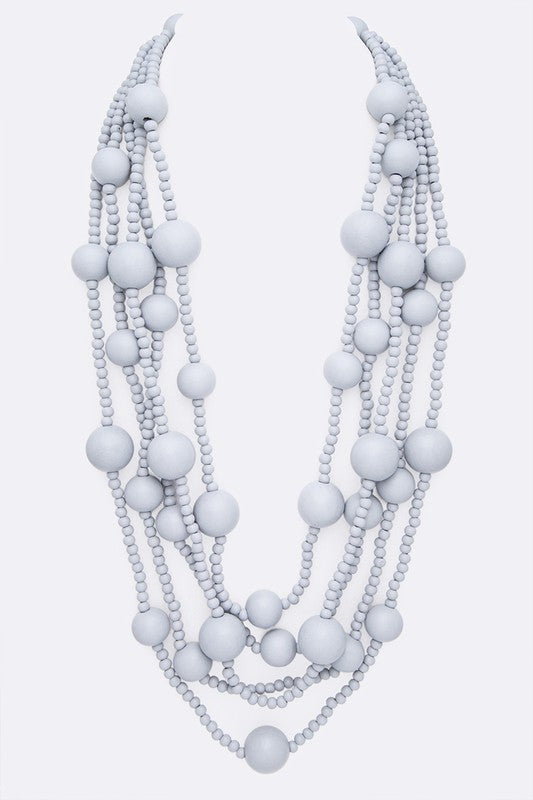 Layered Wooden Beads Necklace