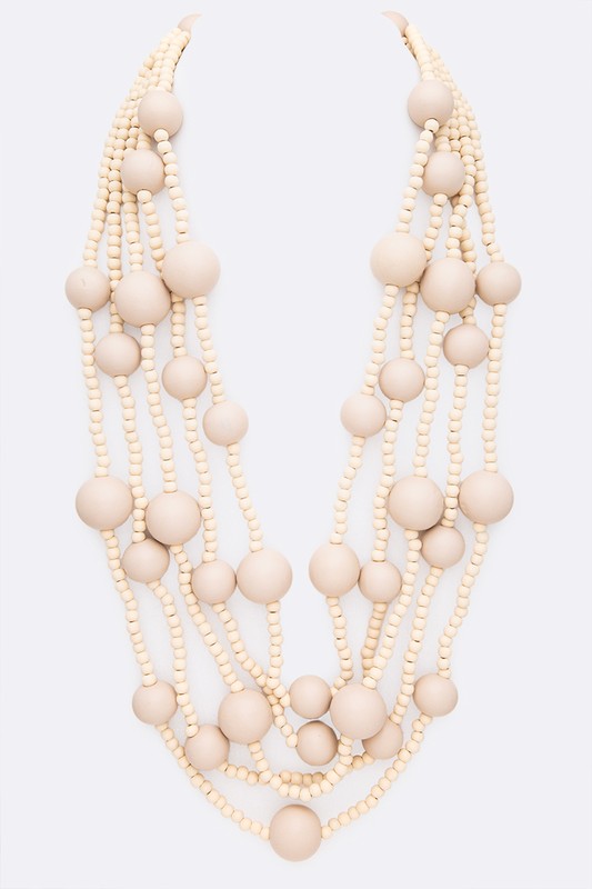 Layered Wooden Beads Necklace