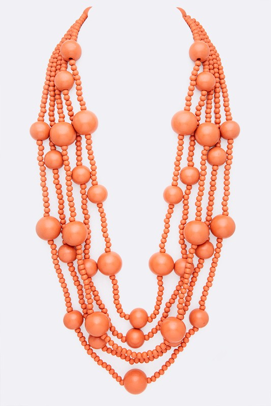 Layered Wooden Beads Necklace