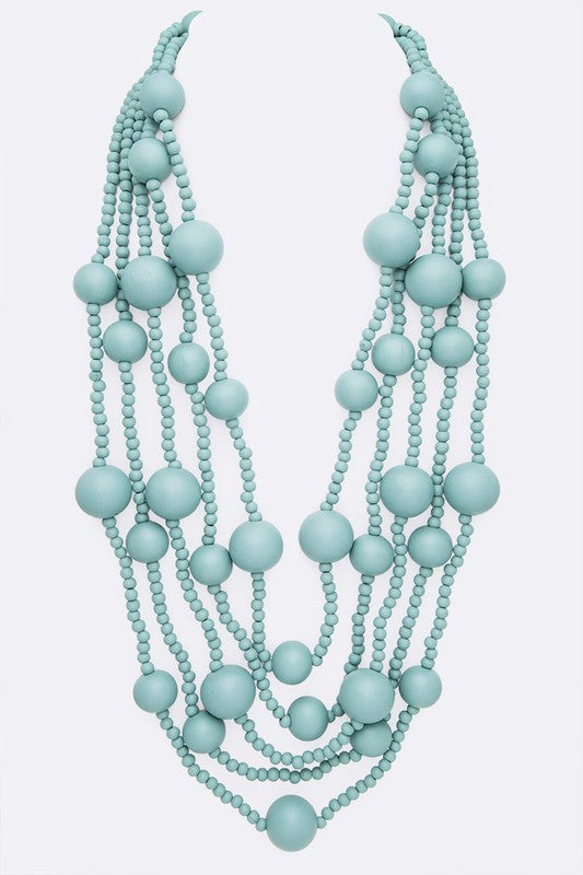 Layered Wooden Beads Necklace