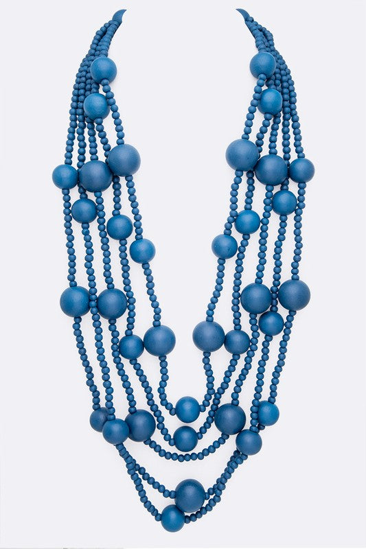 Layered Wooden Beads Necklace