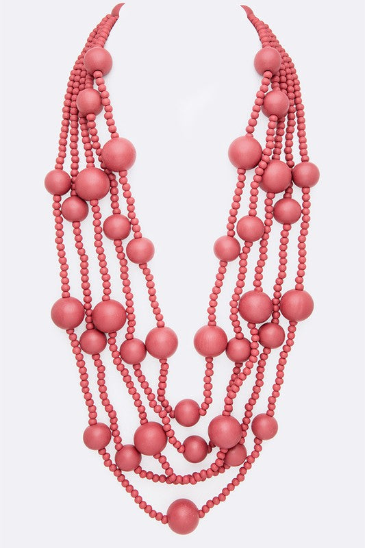 Layered Wooden Beads Necklace