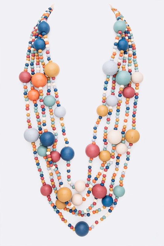 Layered Wooden Beads Necklace