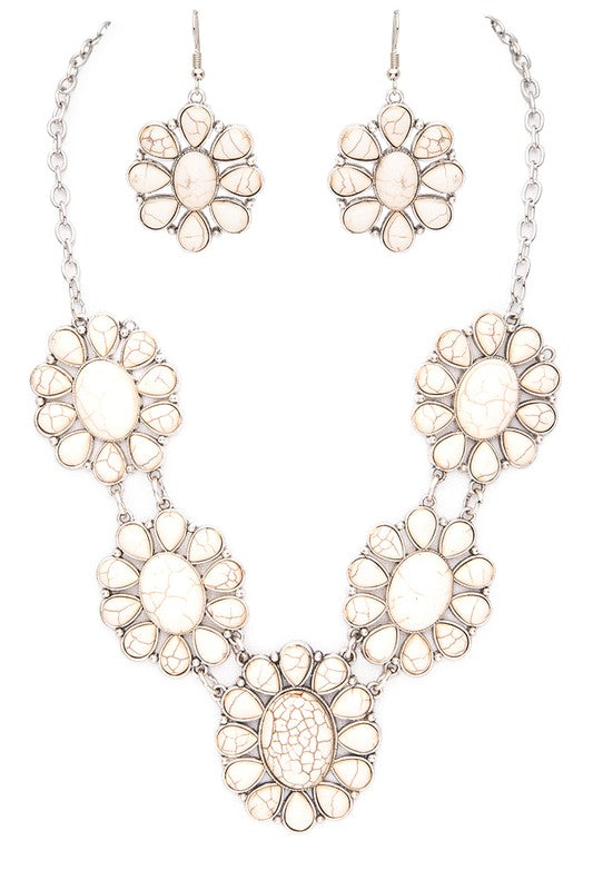 Stone Bib Necklace Set