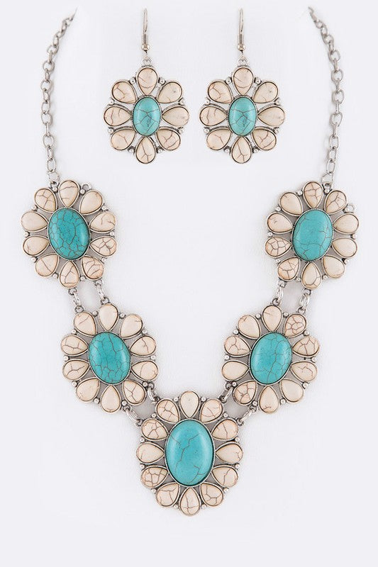 Stone Bib Necklace Set