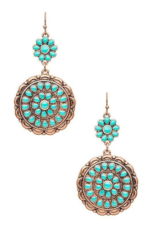 Turquoise Cluster Drop Earrings