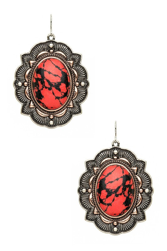 Antique Drop Stone Earrings