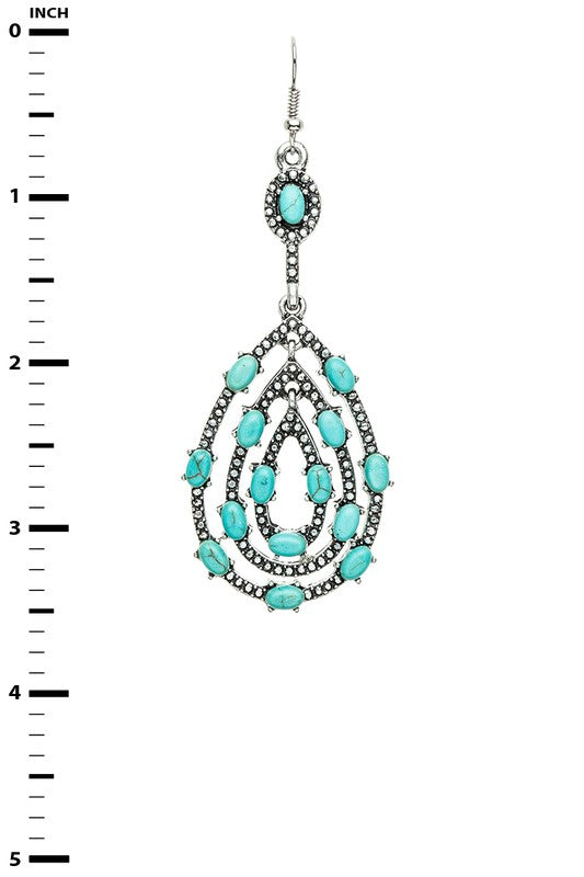 Turquoise Pave Oval Earrings